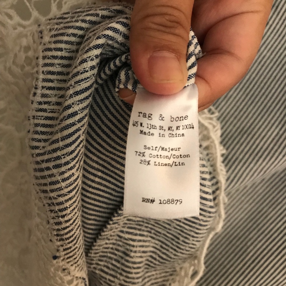 SOLD* RAG & BONE chambray striped tank with lace - Picture 5 of 8